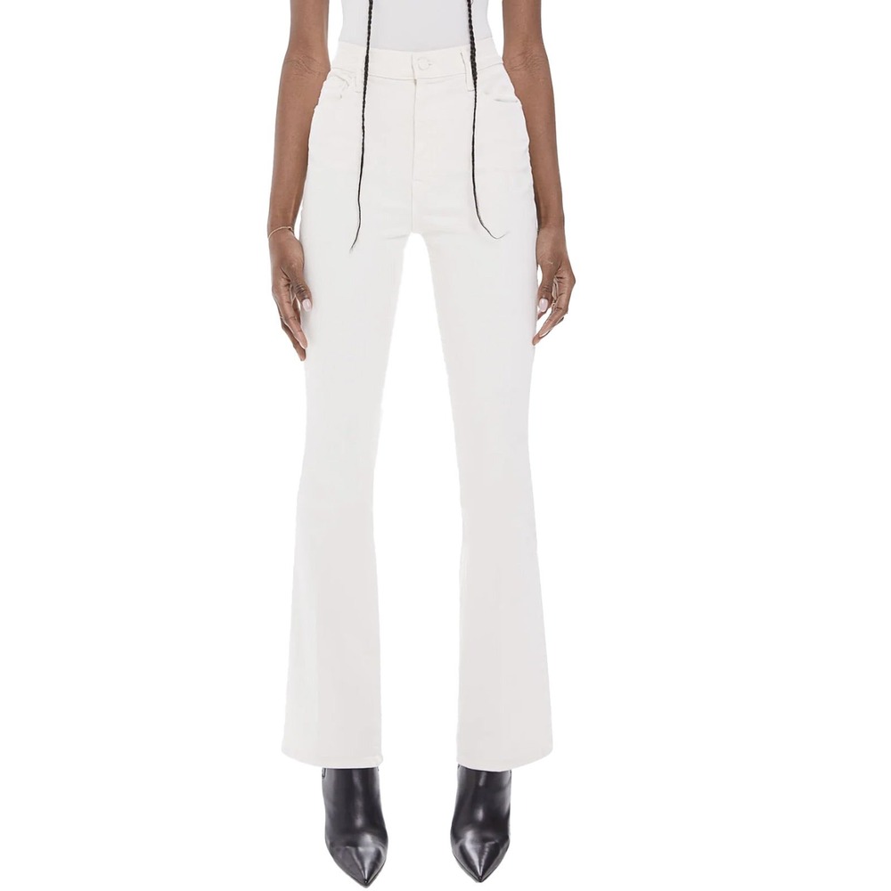 MOTHER High Waisted Weekender Skimp Antique‎ White Cream Flare Bootcut Jeans 31